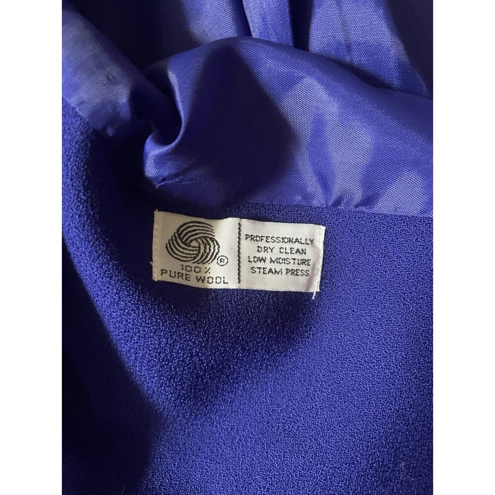 JH Collectibles Vintage Royal Blue Women’s Collared Blazer Size 6 100% Wool - Picture 3 of 5